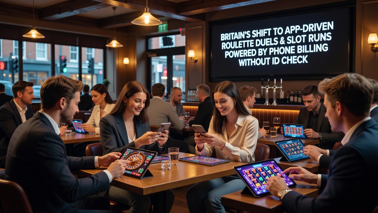 Illustration of slot sequences and roulette tables integrated in a mobile billing app