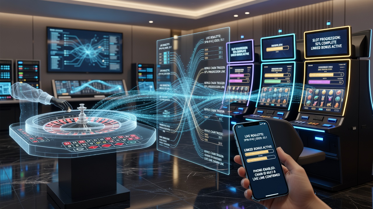 Illustration of same-day settlement flows connecting roulette bonuses to slot progressions via phone billing