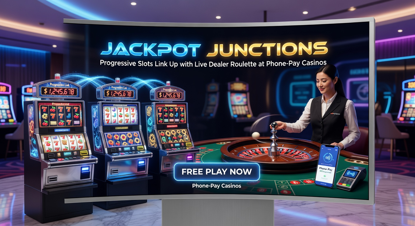 Close-up of a phone screen showing a progressive jackpot slot linked to a live roulette table, with phone-pay deposit options and non-GamStop freedom highlighted