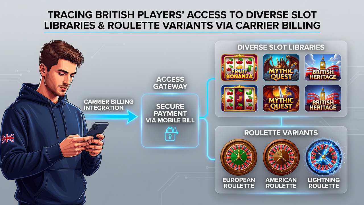 Mobile application interface displaying slot and roulette options with carrier billing indicators
