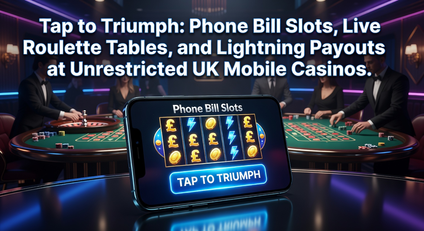Player tapping smartphone screen to access phone bill slots at a mobile casino, with vibrant slot reels spinning in the background